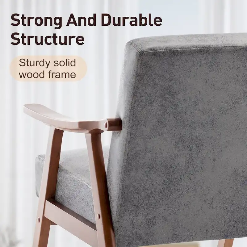 Mid-Century Modern Accent Chair with Solid Wood Frame, Set of 1