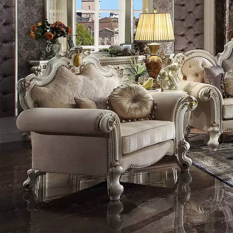 Acme Furniture Picardy Accent Chair Fabric/Antique Pearl