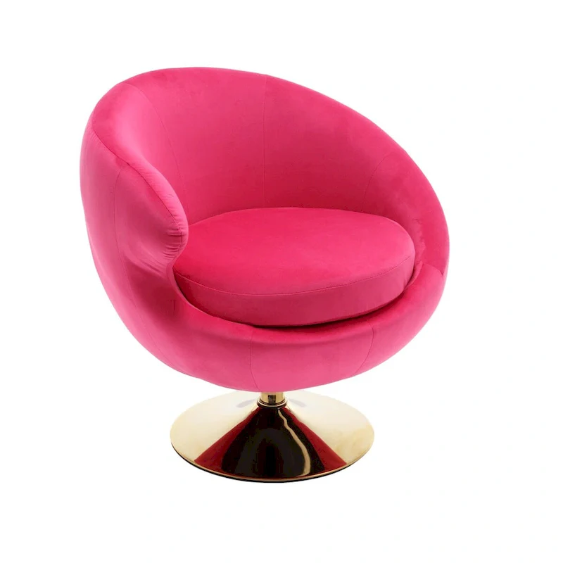 Velvet 360 Degree Swivel Left Cuddle Barrel Accent Chairs