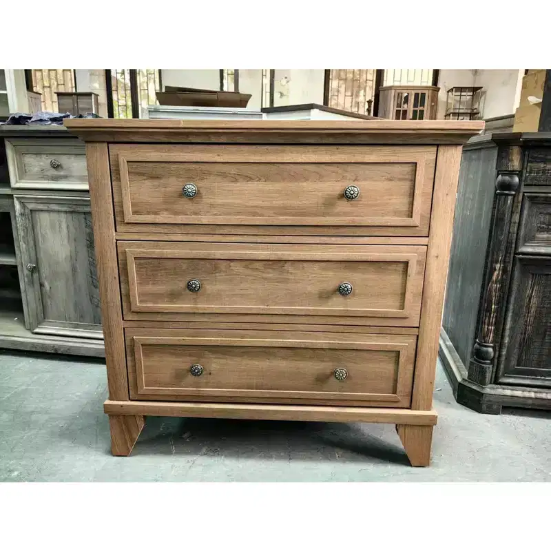 Drawer of Chest with Metal Handles, 3 Drawer Dresser, Vintage Tall Dresser for Living Room, Entryway and Bedroom