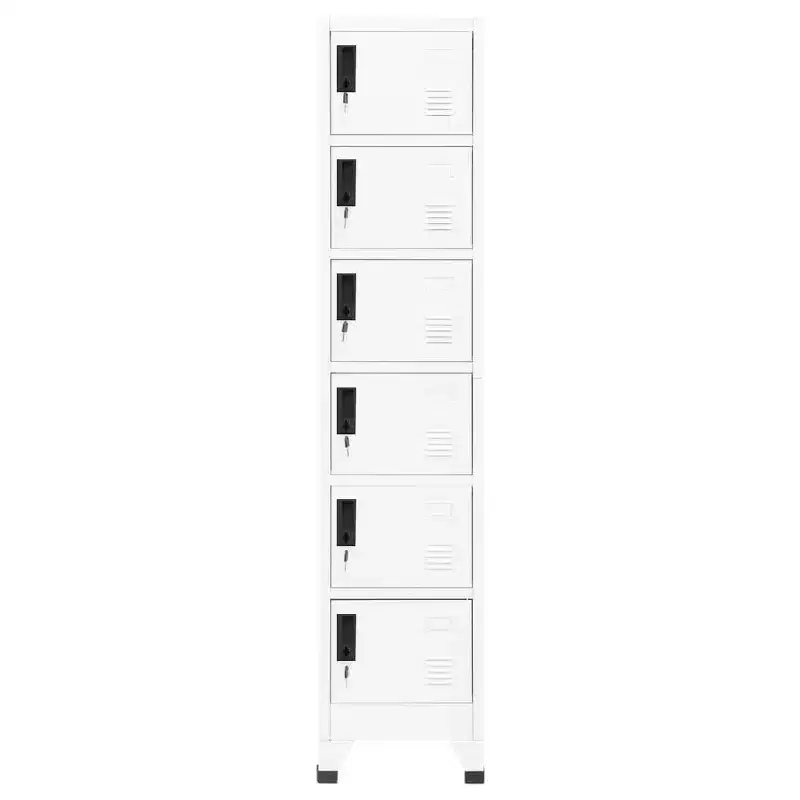 vidaXL Locker Cabinet White Steel 15.0 x 15.7 x 70.9 in Locker Cabinet
