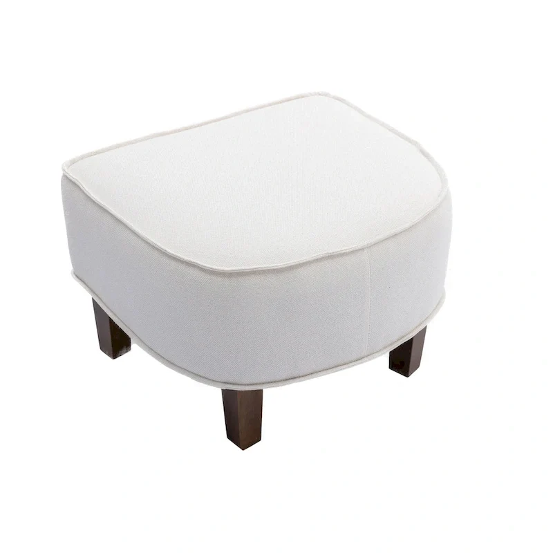 Linen/Polyester Upholstered Mid Century Barrel Chair with Ottoman