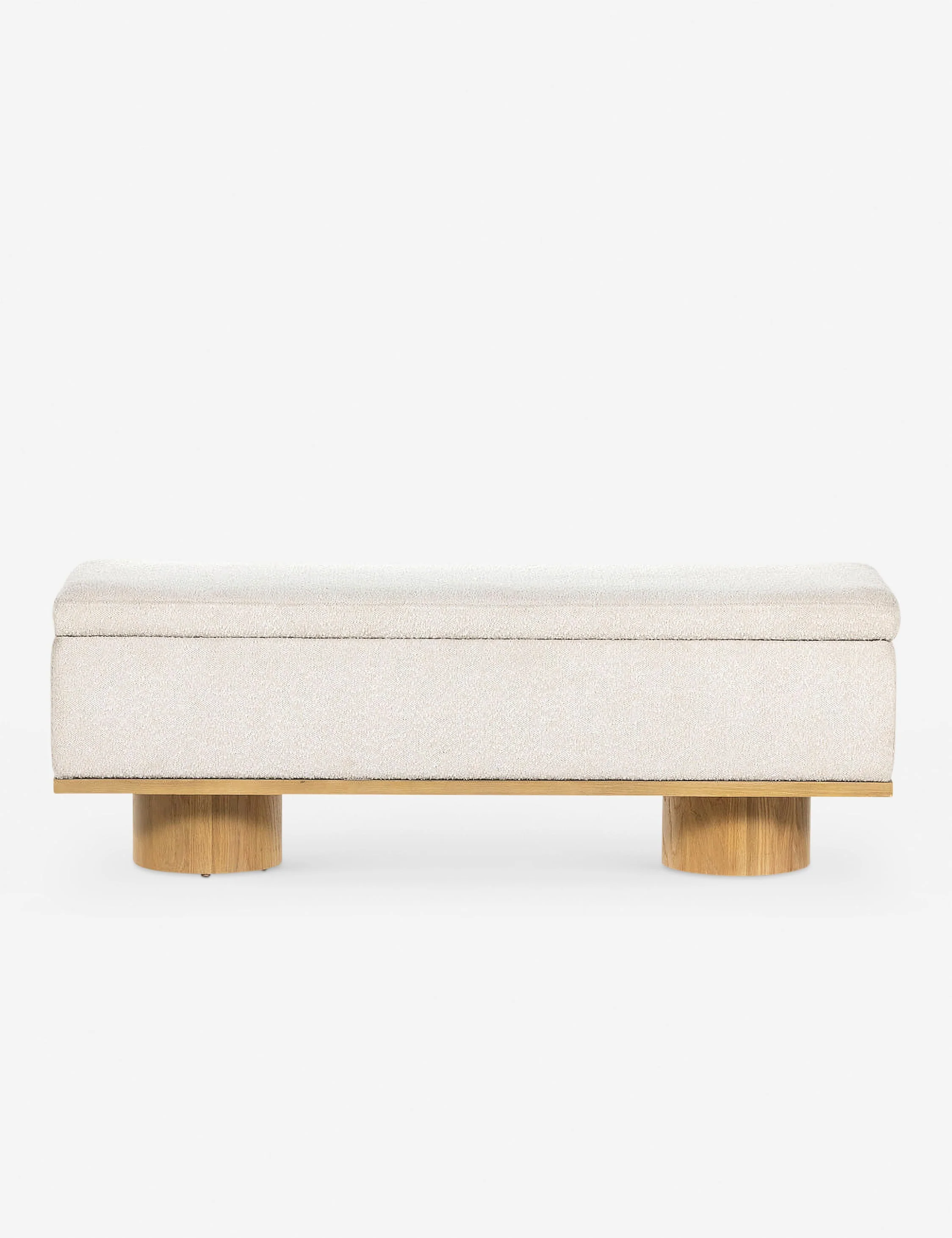 Bench Soft style meets functional appeal in this chic bench with storage. Two oak, column-style legs add a touch of sophistication while