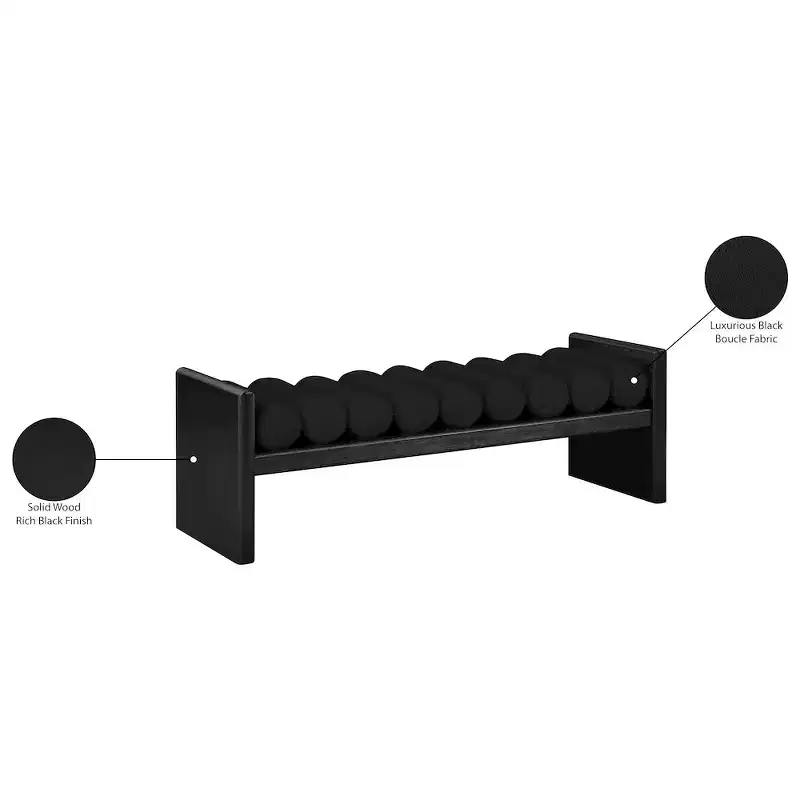 Meridian Furniture,Waverly Boucle Fabric Bench