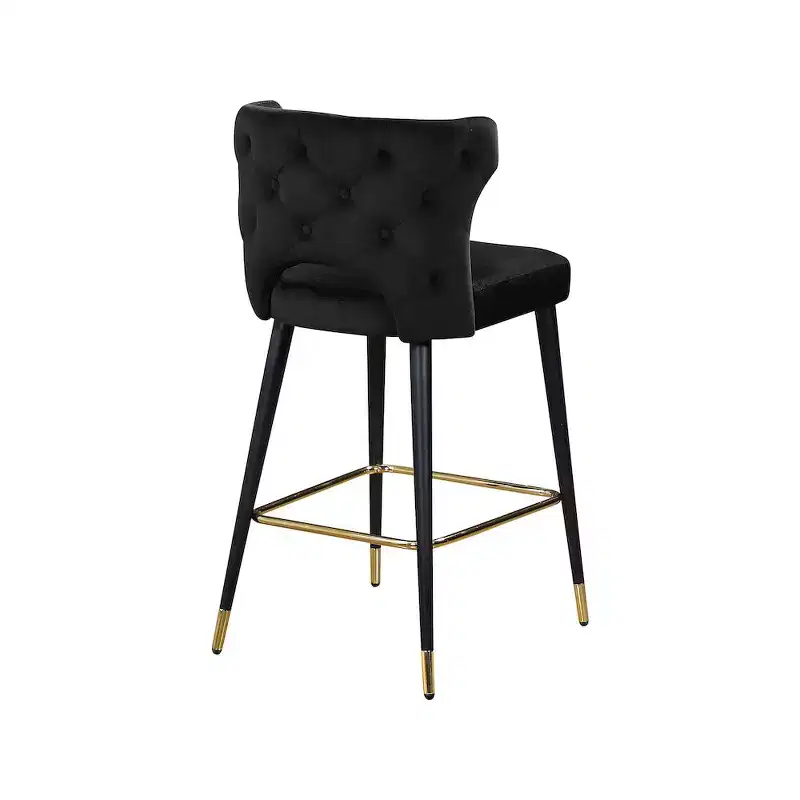 Meridian Furniture,Kelly Black Velvet Stool, Set of 2