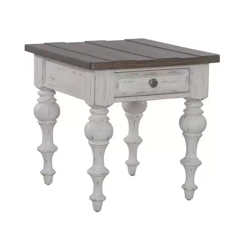 Liberty Furniture,River Place Living Room End Table - Riverstone White & Tobacco
