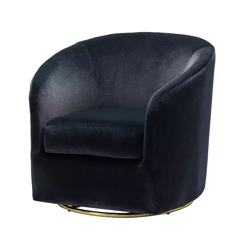 Amarante Comfy Velvet Swivel Chair for Bedroom with Metal Base | Karat Home-TEAL