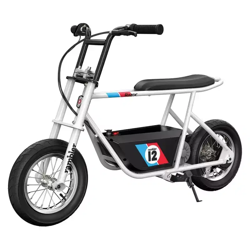 Razor Rambler 12 Electric Retro Minibike w/ 250W Motor & 24V Battery, White