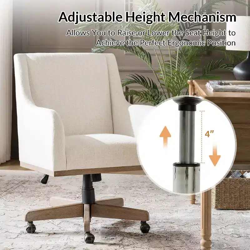 Merry Office Chair with Adjustable Height and Curved Armrests|HULALA HOME