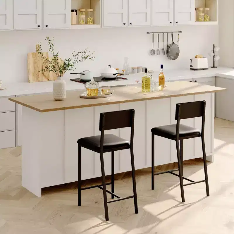 Dining Table Set for 2, Counter Height Table with 2 Upholstered Chairs and Storage Shelves, Bistro Table and Chair Set of 2