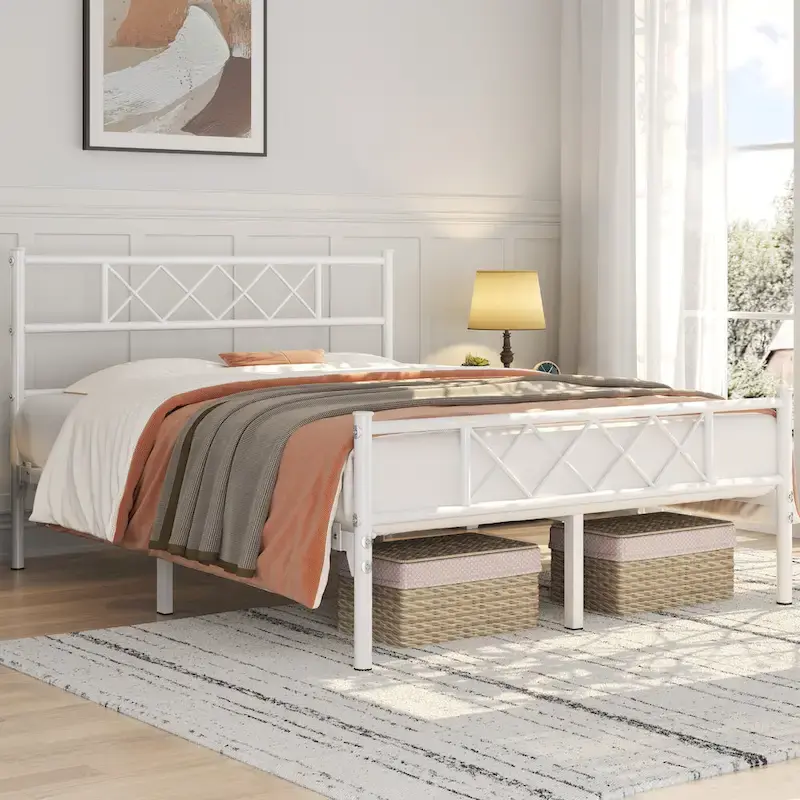 Yaheetech Metal Bed Frame Mattress Foundation with Slatted Bed Base