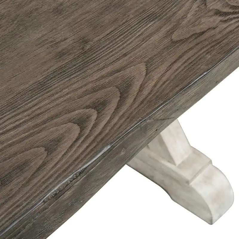 Willowrun Rustic White Weathered Gray Trestle Table