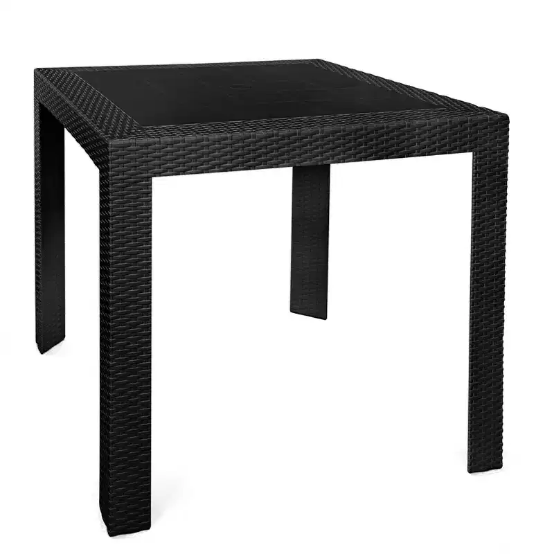 LeisureMod Mace Collection 31-Inch Square Outdoor Dining Table - Modern Weave Design All-Weather Patio Bistro Table