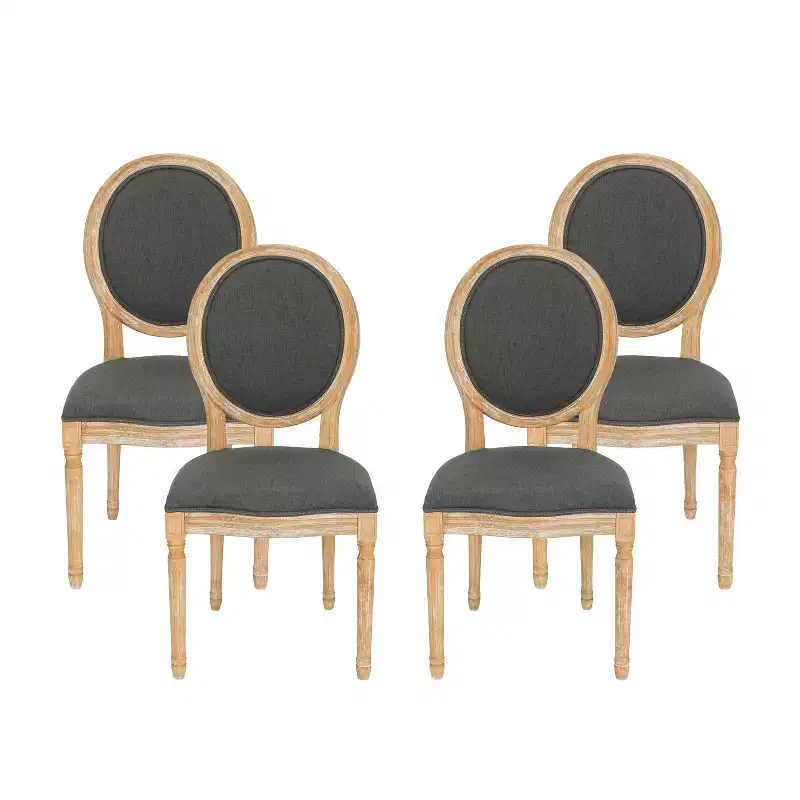 GDFStudio Newman Traditional Upholstered Rubberwood Dining Chairs (Set of 4)