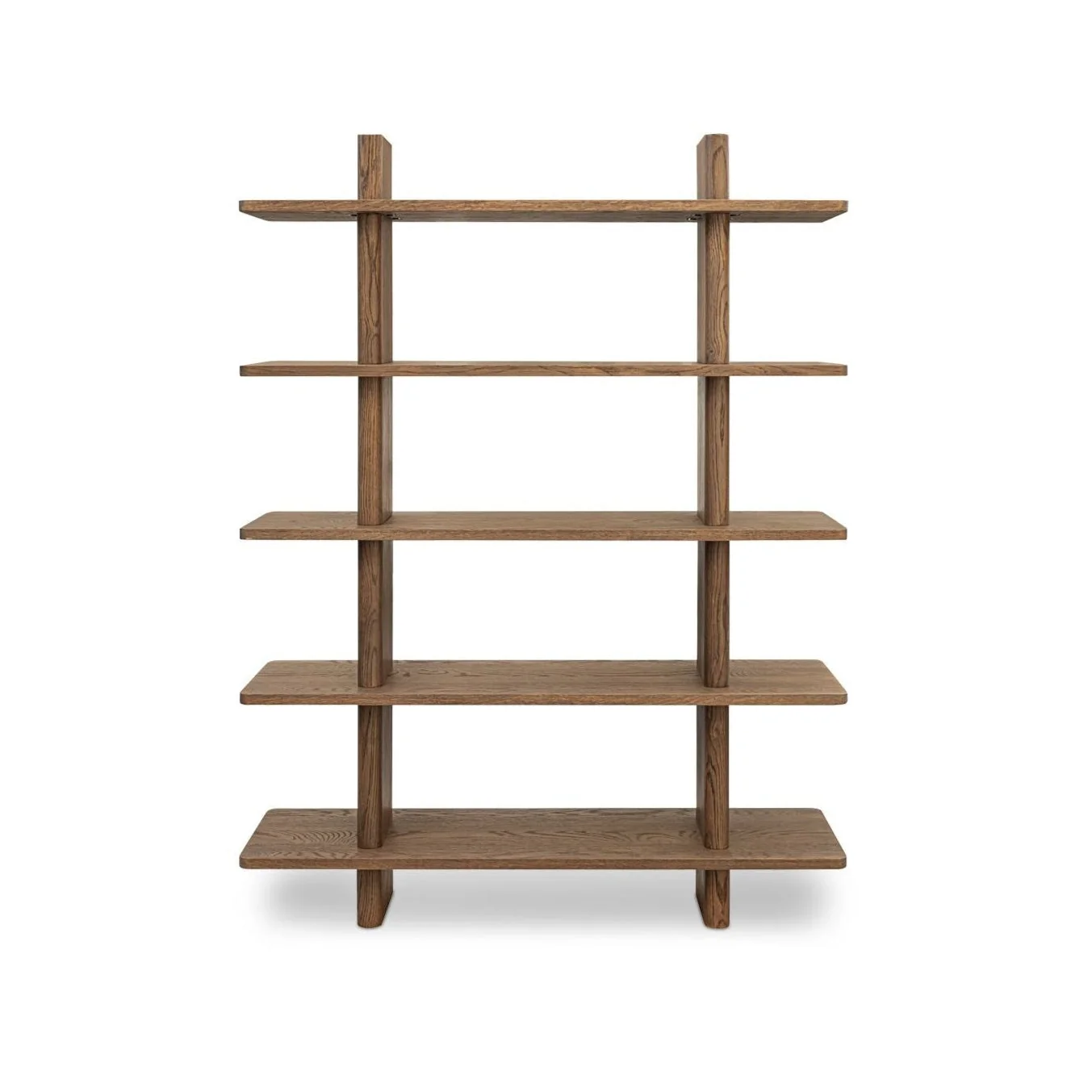 Classic Solid Oak & Oak Veneer Large Bookcase with Bullnose Edge & Rounded Details for Study or Living Room