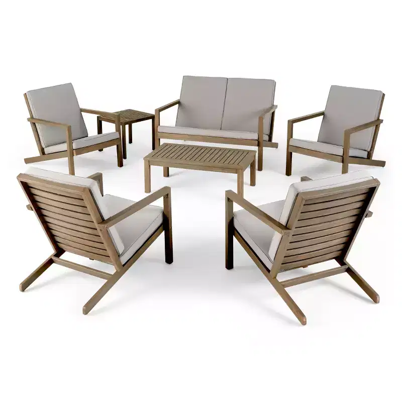 Christopher Knight Home Todd Outdoor 7 Piece Acacia Wood Chat Set with Water-Resistant Cushions