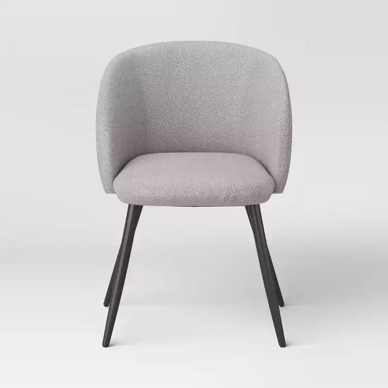 Set of 2 Upholstered Barrel Back Dining Chairs with Metal Base Dining Chair Gray - Room Essentials™