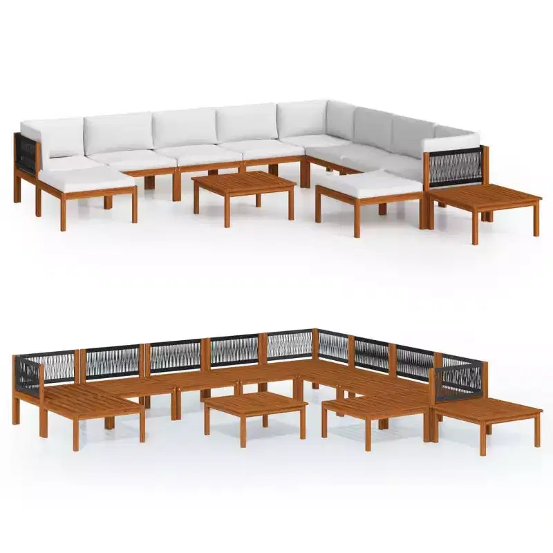 vidaXL Garden Lounge Set Cream Solid Acacia Wood Medium