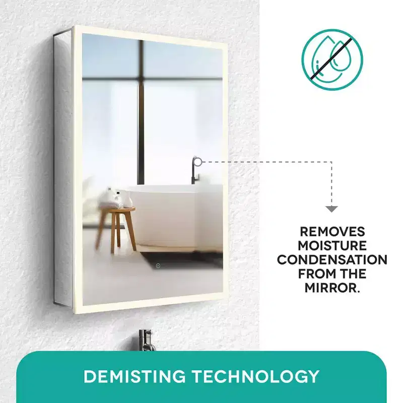 Fine Fixtures Smart Bathroom Medicine Cabinet, Aluminum, Recessed/Surface Mount