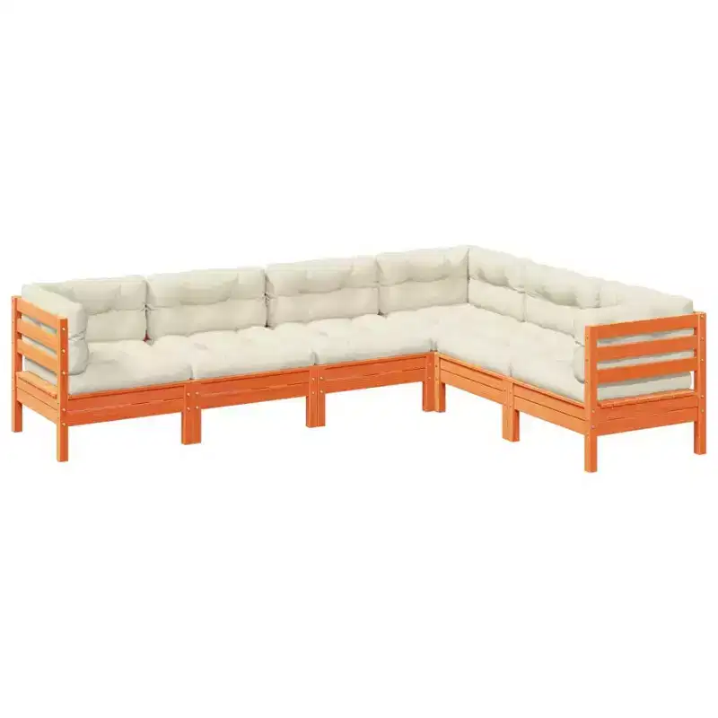 vidaXL Patio Sofa Set Wax brown Solid pine wood Large Modular