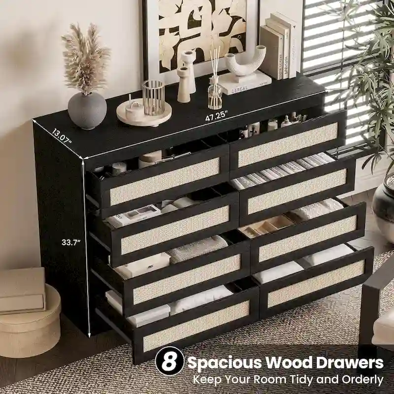 8 Drawer Double Dresser, Wooden Dresser Chest