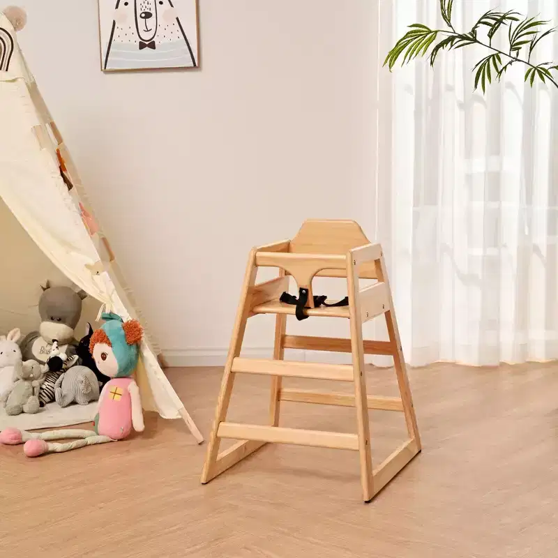 Baby High Chair, Solid Wood, Easy to Clean