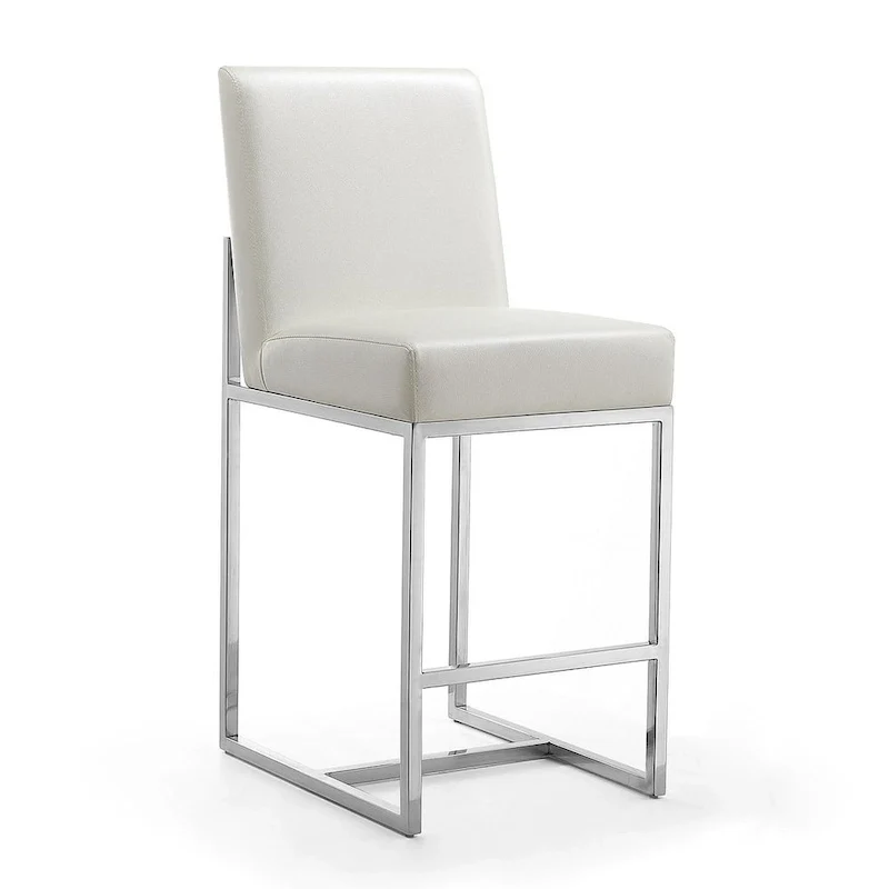 37.2 in. Chrome Stainless Steel Counter Height Bar Stool