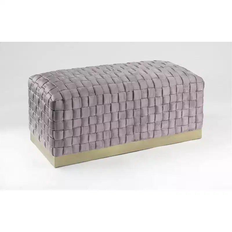 Nicole Miller Satine Velvet Hand Woven Bench with Base