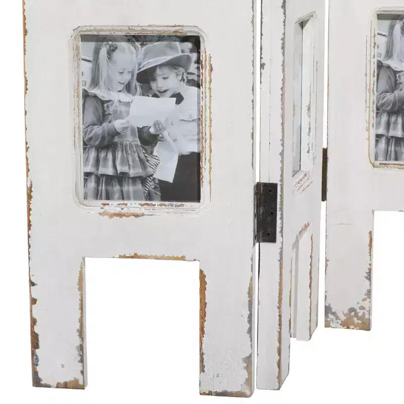 Farmhouse Chinquapin Wood Rectangle Room Divider Screen White - Olivia & May
