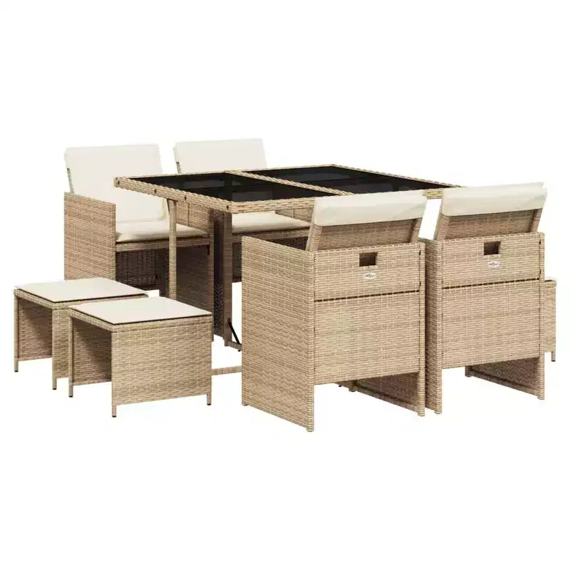 vidaXL Outdoor Dining Set with Removable Cushions in Multiple Colors