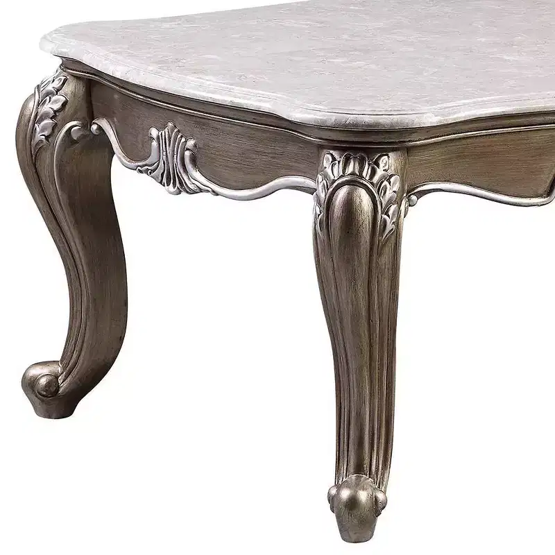 54 Elozzol Coffee Table: Queen Anne Legs, Shell Carved, No Assembly - Acme Furniture