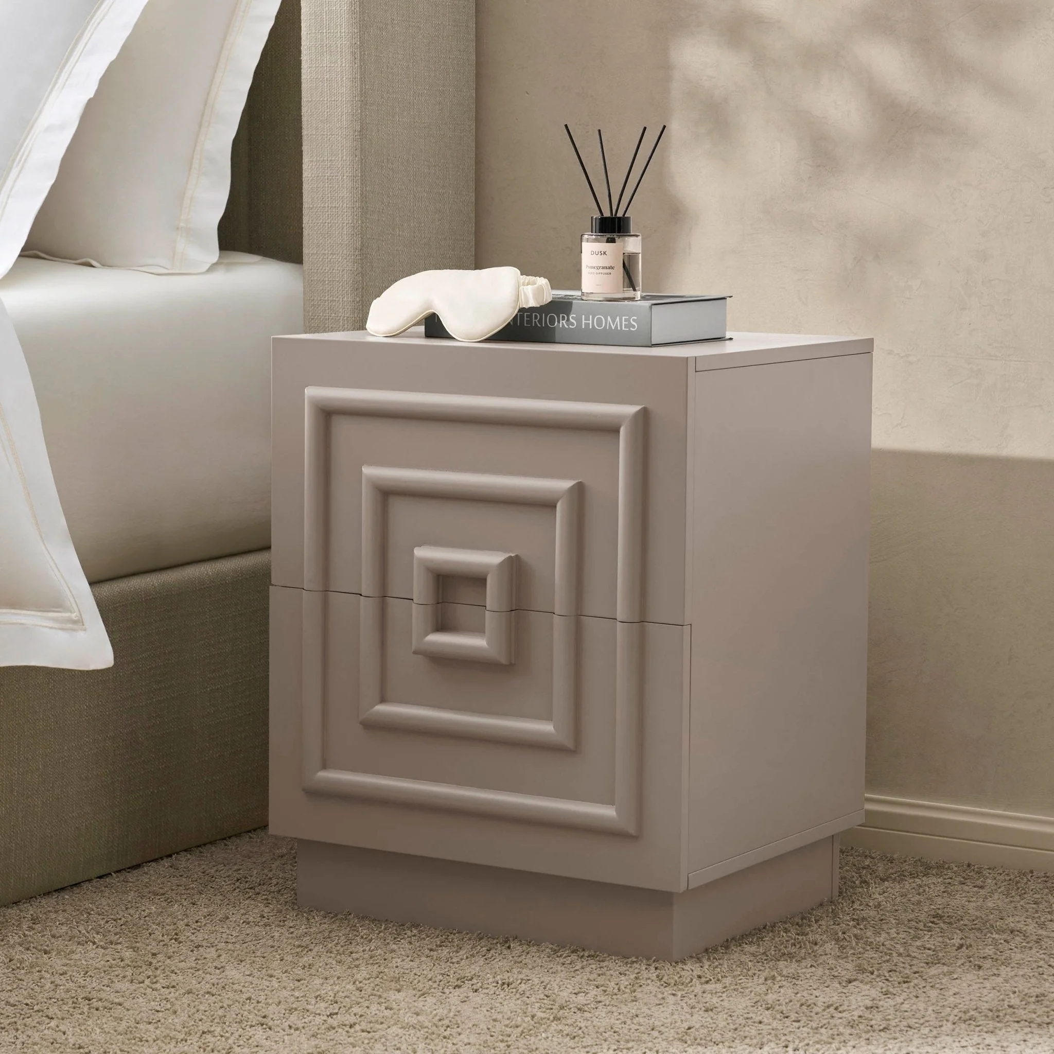 2 Drawer Bedside Table - Taupe