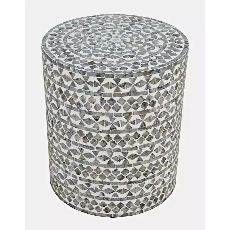 Jofran,Global Archive Small Terrazzo Handcrafted Capiz Shell Accent Table- Brown Color