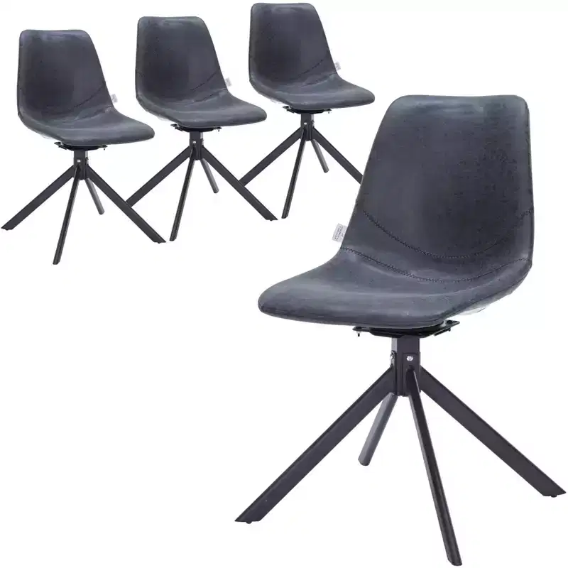 LeisureMod Markley Swivel Leather Dining Side Chair with Durable Iron Legs  Comfortable Accent Chair for Kitchen, Dining Room, or Office Set of 4