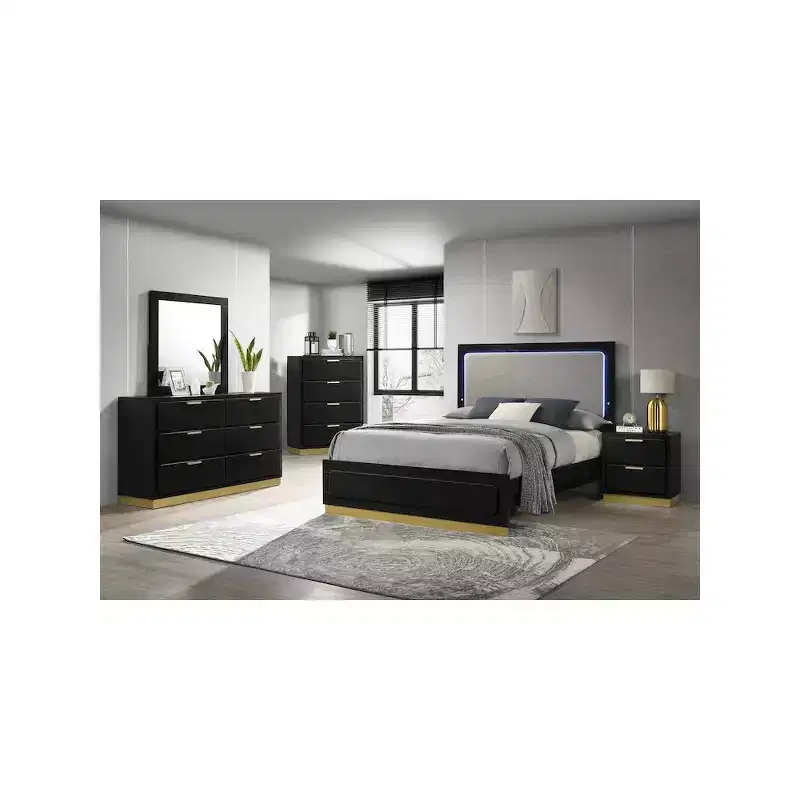 Black & Gold 2-Drawer Nightstand – Single