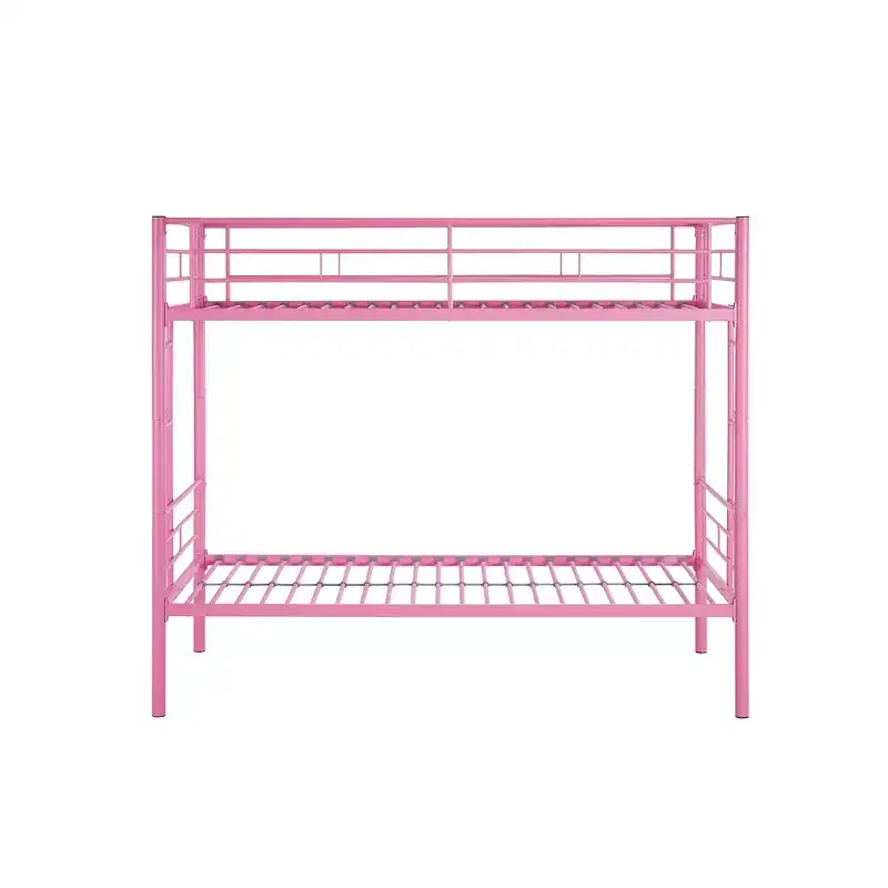 VECELO Metal Bunk Bed Twin Over Twin, Industrial Bunkbeds with Ladder and Full-Length Guardrail