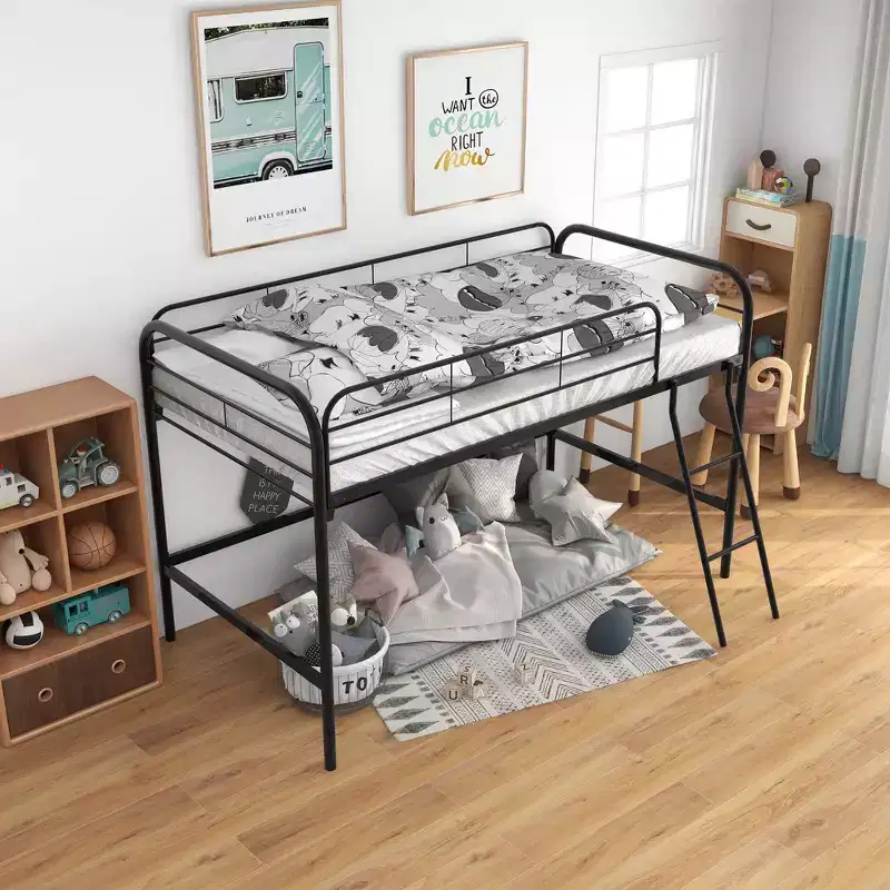 Metal Twin Loft Bed, Twin Size High Loft Bed Black
