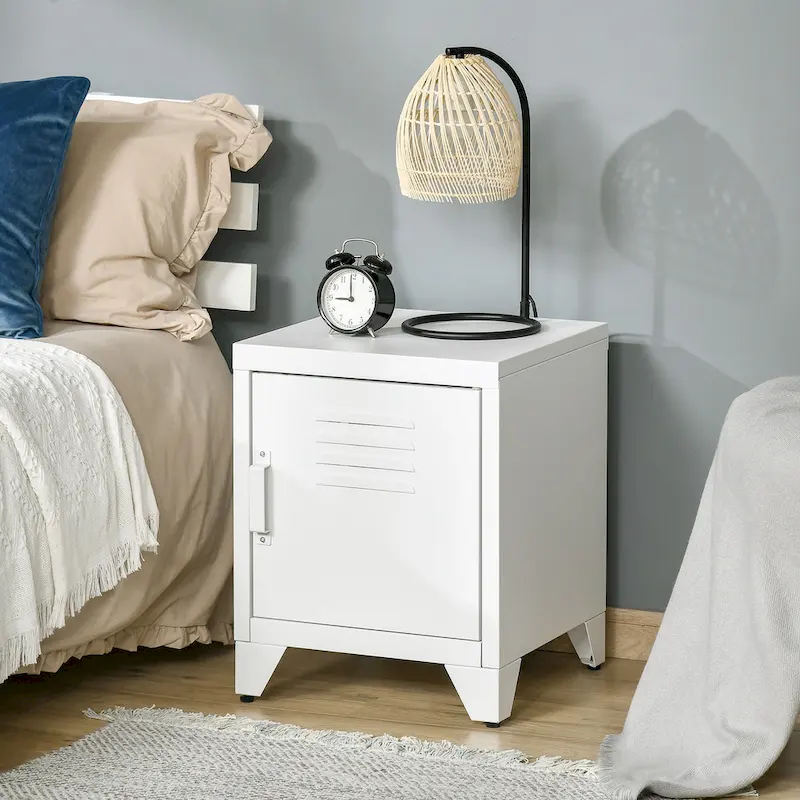 Industrial End Table with Locker-Style Door and Adjustable Shelf — 15.75