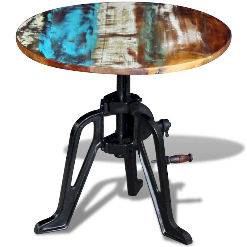 vidaXL Side Table Round Coffee End Table Sofa Table Solid Wood and Cast Iron