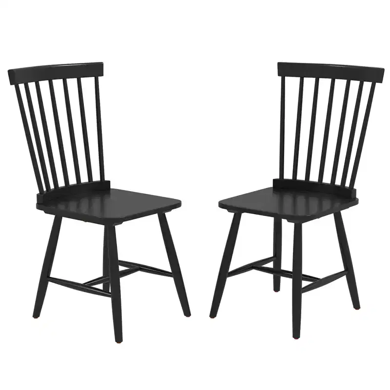 Costway Dining Chair Set of 2/4 Kitchen Side Chairs with Spacious Seat Rubber Wood Frame for Dining Room Black