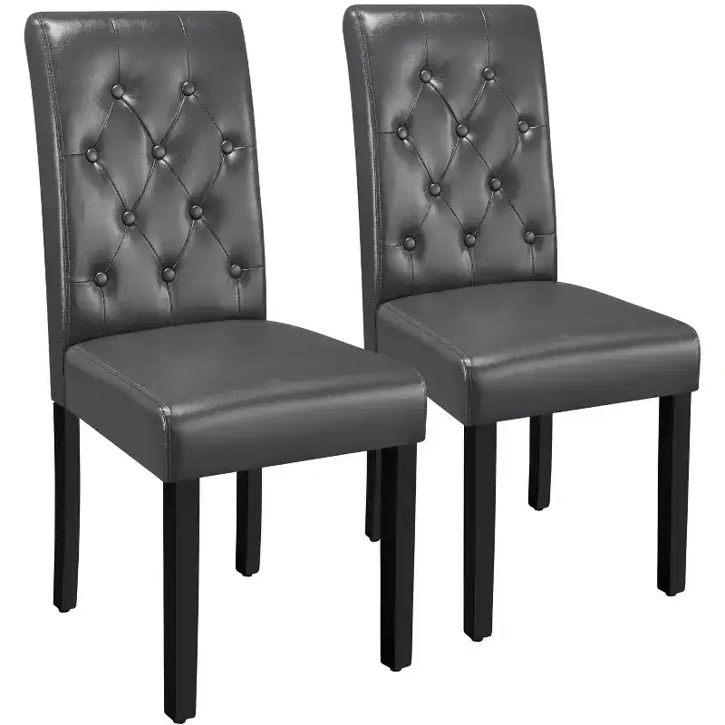 Yaheetech Set of 4 Button Tufted Faux Leather Dining Chairs for Home, Restaurants, Cafe