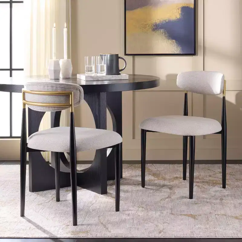 Covelle Dining Chair - Set of 2 - DCH6400 - Black Gold/Dove Grey - Safavieh
