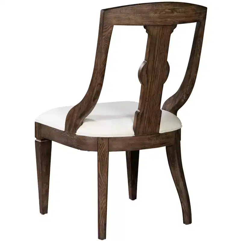 Sling Arm Dining Chair, Solid Oak, Off-White Linen Upholstery