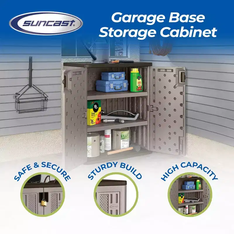 9 Cu Ft Base Storage Cabinet with Shelves, Platinum Metallic/Slate