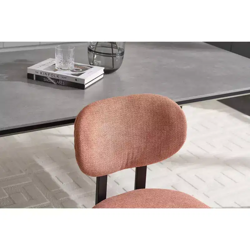 Upholstered Boucle Dining Chairs Set of 2 – Multiple Colors, Metal Legs