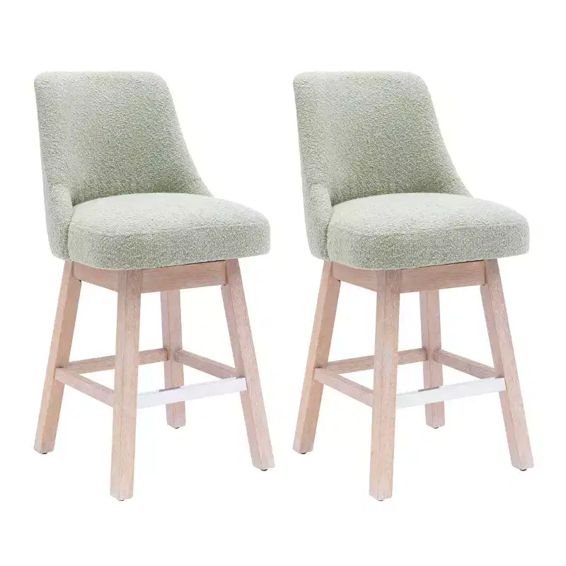 WestinTrends 26 Upholstered Swivel Counter Height Bar Stools (Set of 2), Desert Sage