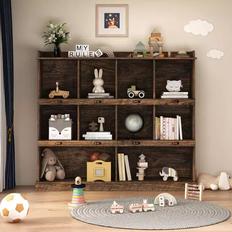 AndMakers 47.24 in. Tall Espresso Wood 3-Shelf Bookcase