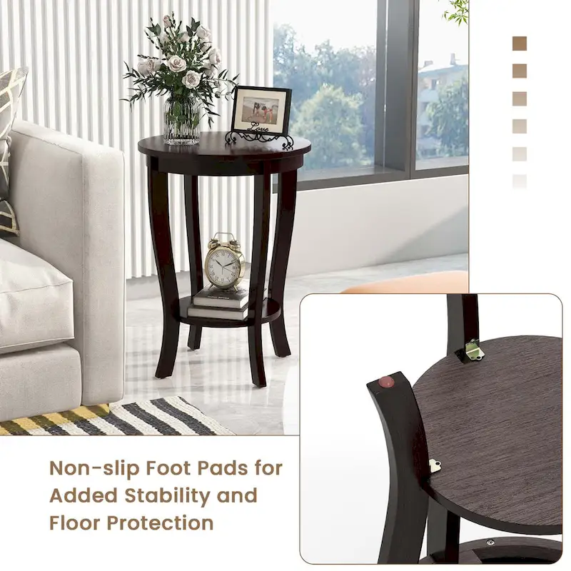 2-Tier Round Side Table Set of 2, 18