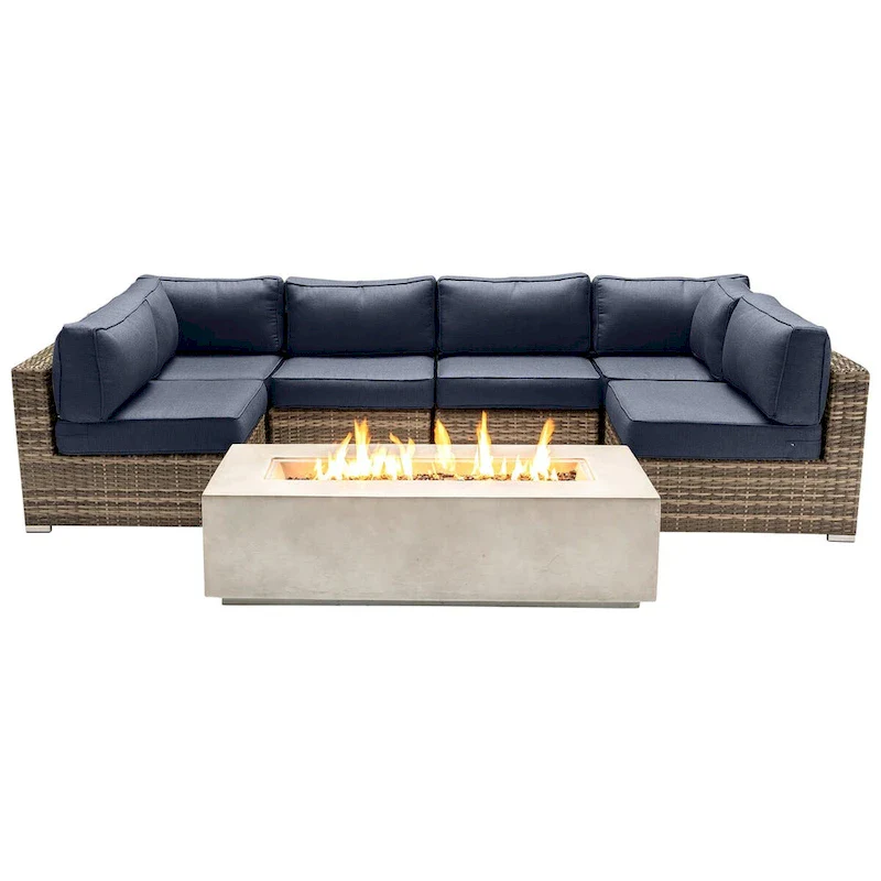LSI 4 Person Seating Group With Firepit And Sunbrella Cushions