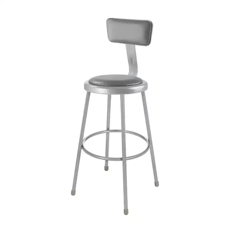 Hampden Furnishings 2pk 30" Otto Collection Stool with Backrest Gray: Upholstered Vinyl, Steel Frame, 300 lbs Capacity